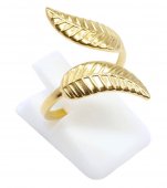 Vergulde roestvrijstalen ring met laurierdesign