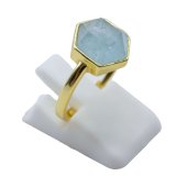 Ring Zilver 925 Aquamarijn Zeshoek