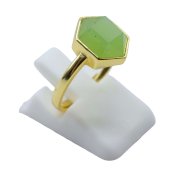 Ring Zilver 925 Groene Jade Zeshoek