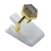 Ring Zilver 925 Labradoriet Zeshoek