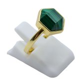 Ring Zilver 925 Malachiet Zeshoek