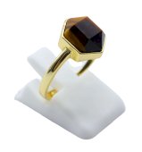 Ring Zilver 925 Tijgeroog Zeshoek
