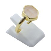Ring Zilver 925 Rozenkwarts Zeshoek