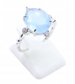 Ring Zilver 925 Aquamarijn Ovaal Imperiaal