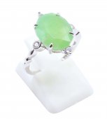 Ring Zilver 925 Groene Jade Ovaal Imperiaal