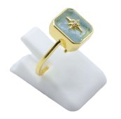Ring Zilver 925 Aquamarijn Rechthoek + Bedel