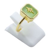 Ring Zilver 925 Groene Jade Rechthoek + Bedel