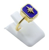 Ring Zilver 925 Lapis Lazuli Rechthoek + Bedel