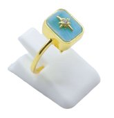 Ring Zilver 925 Larimar Rechthoek + Bedel