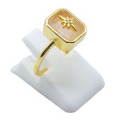 Ring Zilver 925 Rozenkwarts Rechthoek + Bedel