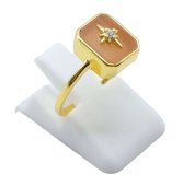 Ring Zilver 925 Zonnesteen Rechthoek + Bedel