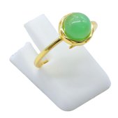 Ring Zilver 925 Groene Jade Rond