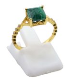 Ring Zilver 925 Malachiet Vierkant