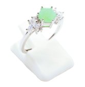 Ring Zilver 925 'Zilveren Sneeuwvlok' - Groene Jade