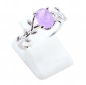 Ring Zilver 925 'Fluisterende Laurier' - Amethist