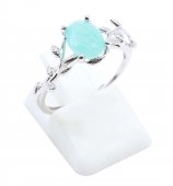 Ring Zilver 925 'Fluisterende Laurier' - Amazoniet