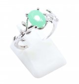 Ring Zilver 925 'Fluisterende Laurier' - Groene Jade