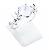 Ring Zilver 925 'Fluisterende Laurier' - Maansteen