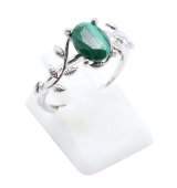 Ring Zilver 925 'Fluisterende Laurier' - Malachiet