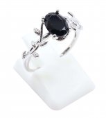 Ring Zilver 925 'Fluisterende Laurier' - Onyx