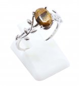Ring Zilver 925 'Fluisterende Laurier' - Tijgeroog