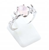 Ring Zilver 925 'Fluisterende Laurier' - Rozenkwarts