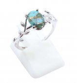 Ring Zilver 925 'Fluisterende Laurier' - Turkoois