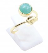 Ring Zilver 925 'Gouden Blad' - Amazoniet