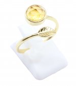 Ring Zilver 925 'Gouden Blad' - Citrien
