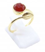 Ring Zilver 925 'Gouden Blad' - Granaat