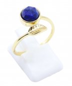Ring Zilver 925 'Gouden Blad' - Lapis Lazuli