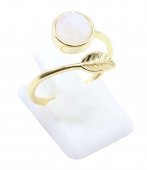 Ring Zilver 925 'Gouden Blad' - Maansteen