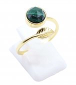Ring Zilver 925 'Gouden Blad' - Malachiet