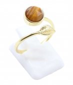 Ring Zilver 925 'Gouden Blad' - Tijgeroog
