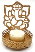 Reflectie-Kaarshouder Metaal Ganesh 11cm