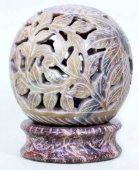 Kandelaar Steen Bol Bloemen Grijs 10cm