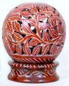 Kandelaar Steen Bol Bloemen Rood 10cm