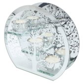 Kandelaar Glas Levensboom Drievoudig 18cm
