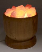 Zoutlamp Himalaya Houten Schaal & Kristallen 3.5KG