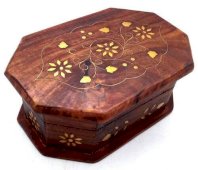 Sieradendoosje Hout Bloemen 15cm