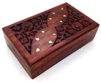 Sieradendoosje Hout Bloemenmotieven 20cm