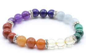 Armband 7 Chakra's PREMIUM 3-Mix kralen 8mm