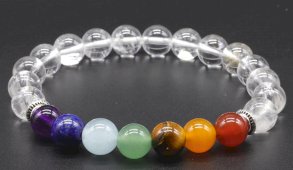 Armband Bergkristal & 7 Chakra's kralen 8mm