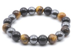Armband Bescherming Zwart Obsidiaan, Hematiet, Tijgeroog kralen 10mm