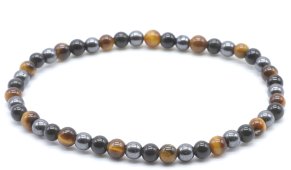 Armband Bescherming Zwart Obsidiaan, Hematiet, Tijgeroog kralen 4mm