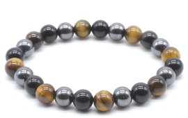 Armband Bescherming Zwarte Obsidiaan, Hematiet, Tijgeroog kralen 8mm