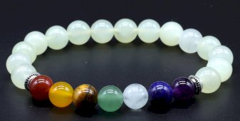 Armband Groene Jade & 7 Chakra's kralen 8mm