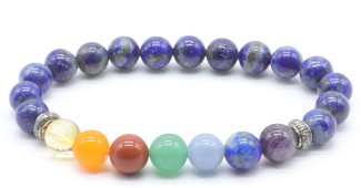 Armband Lapis lazuli & 7 Chakra's kralen 8mm