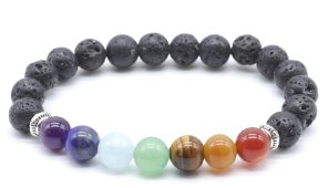 Armband Lavasteen & 7 Chakra's kralen 8mm