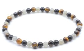 Armband Labradoriet, Zwarte Toermalijn, Tijgeroog kralen 4mm
